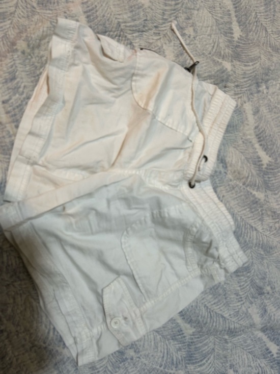 Pants - White Drawstring Cargo Shorts